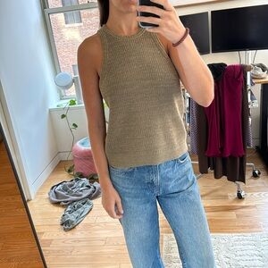 Effortless knit sweater tank - tan/grey color blend